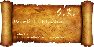Ozsváth Klaudia névjegykártya